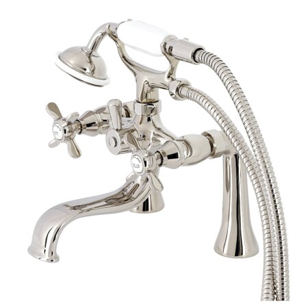 Kingston Brass KS248PN Deck Mount Clawfoot Tub Faucet with Hand Shower, Polished Nickel KS248PN